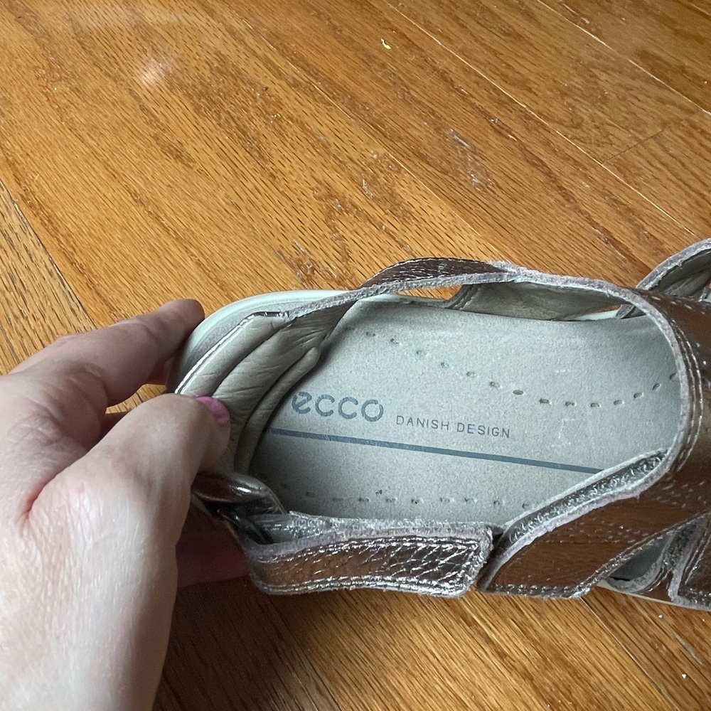 Ecco Shiny Silver Strap Sandals - Picture 6 of 8